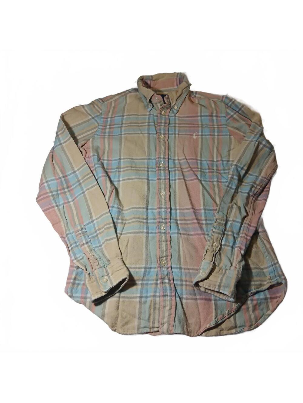 Ralph Lauren Classic Fit Plaid Button Up Shirt Pastel Cotton Oxford Preppy Sz SP